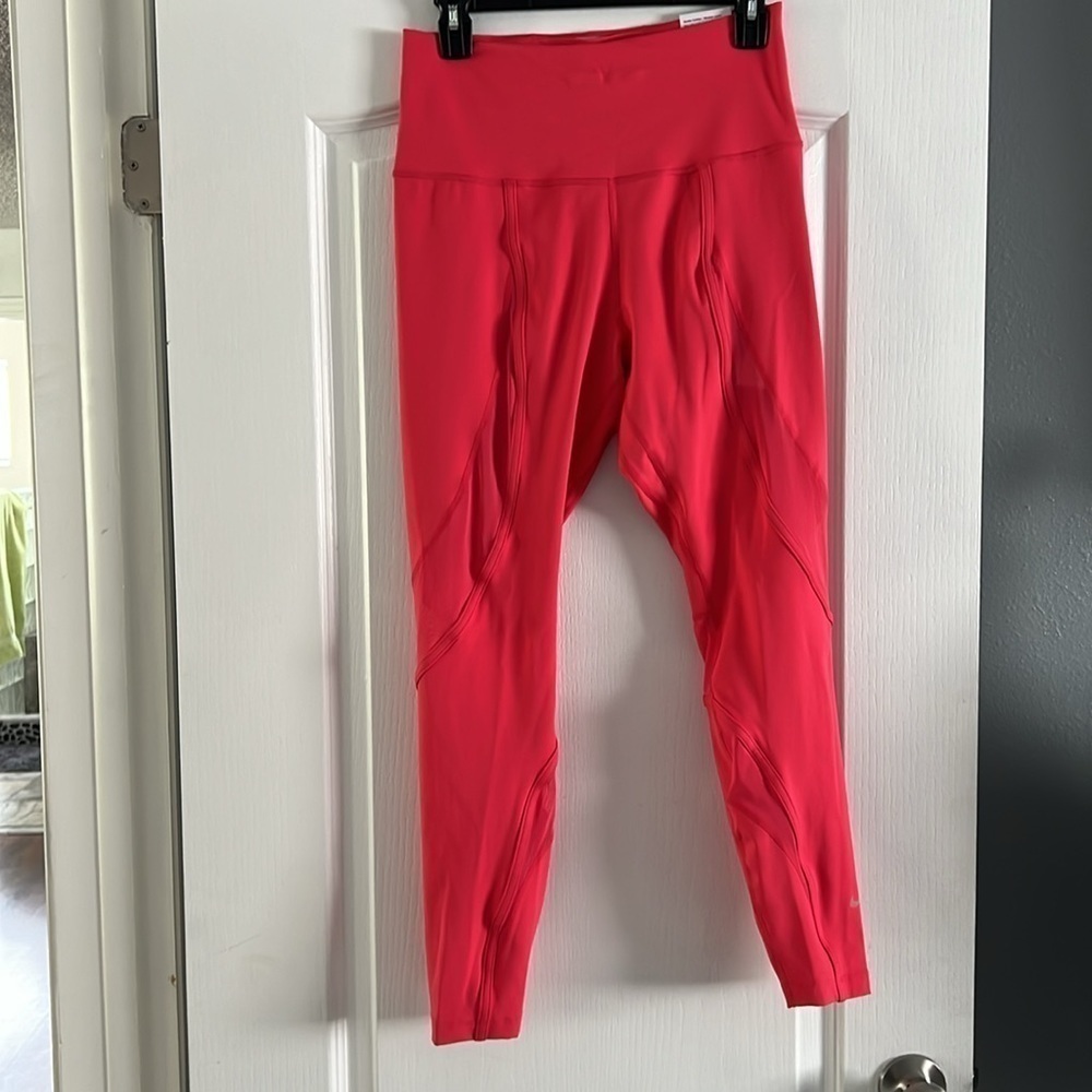 Nike Dri Fit 7/8 leggings Medium beautiful pink with mesh High Rise - Picture 11 of 13